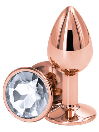 Rear Assets Rose Gold Butt Plug with Clear Gem
