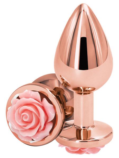 Rear Assets Rose Gold Butt Plug with Pink Rose Base Mercy Industries Rear Assets Rose Gold Butt Plug with Pink Rose Base Mercy Industries
