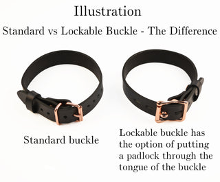 Black Leather Aurum Collar with Rose Gold Kitten Bell