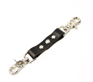 Black Leather & Silver Straight Cuff Connector