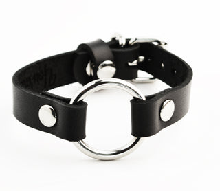 Secret Message Custom Engraved Wrist Cuff - Black Leather & Silver