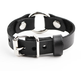 Secret Message Custom Engraved Wrist Cuff - Black Leather & Silver