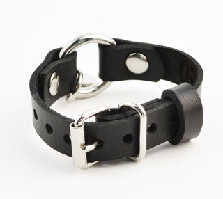 Secret Message Custom Engraved Love Heart Pendant Wrist Cuff - Black Leather & Silver