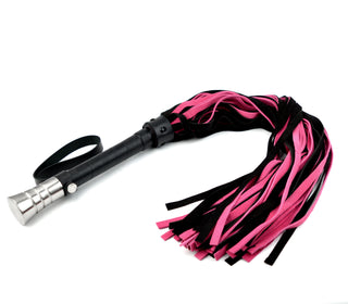 Premium Leather Flogger - Pink & Black