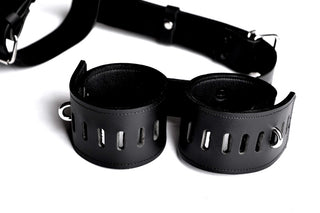 Premium Arm Binder Bondage Leather Restraint - Black
