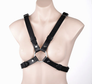 Premium Arm Binder Bondage Leather Harness Restraint - Black