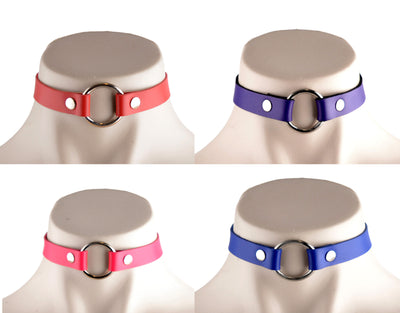 Leather O-Ring Choker – Red-Purple-Pink-Blue | Mercy Industries