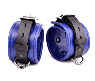 Premium Leather Ankle Cuffs - Dark Blue