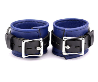 Premium Leather Wrist Cuffs - Dark Blue