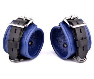 Premium Leather Wrist Cuffs - Dark Blue