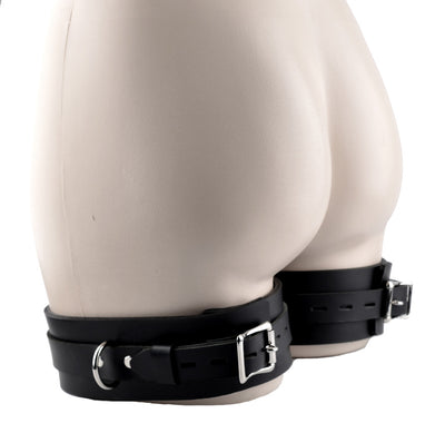 Premium Heavy Duty Lockable Thigh Cuffs - Black