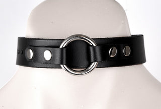 Black Leather Collar with O-Ring