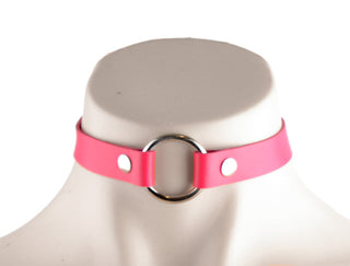 Leather O-Ring Choker – Red/Purple/Pink/Blue