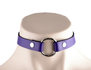 Leather O-Ring Choker – Red/Purple/Pink/Blue