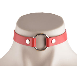 Leather O-Ring Choker – Red/Purple/Pink/Blue