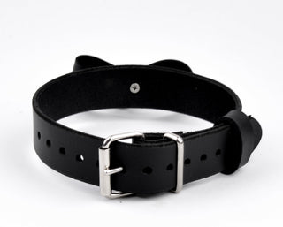 Black Leather Collar With Bow & Kitten Bell