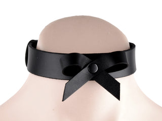 Black Leather Collar With Bow