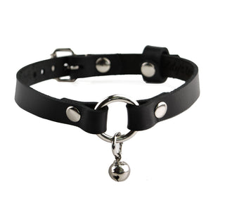 Secret Message Custom Engraved Leather Collar with Silver Kitten Bell