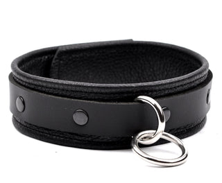 Black Deluxe Leather Bondage Collar