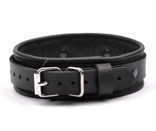 Black Deluxe Leather Bondage Collar