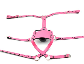 Strict Panel Trainer Cross Straps Gag - Hot Pink