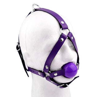 Online BDSM Store | Purple Head Harness Ball Gag - Purple Ball
