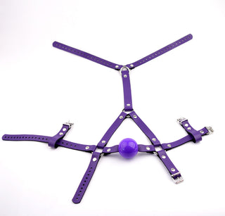 Purple Head Harness Ball Gag - Purple Ball