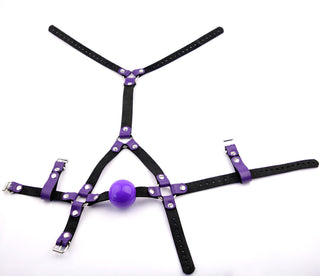 Purple Head Harness Ball Gag - Purple Ball