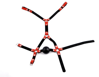 Red Head Harness Ball Gag - Black Ball