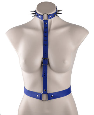 Blue Leather Heavily Spiked Warrior Harness – Limited Edition!