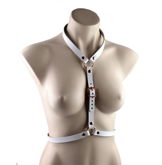 Mercy Industries | White Leather & Rose Gold Aurum Honey Body Harness