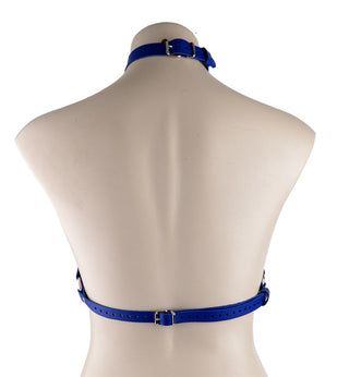 Blue Leather Choker Collar Bra Harness – Limited Edition!