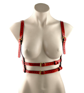 Americana Red & Gold Leather Buckle Harness