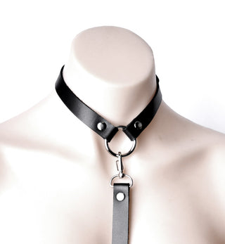Black Leather Collared Two Piece Body Harness