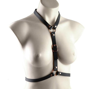 Black Leather & Rose Gold Aurum Body Harness