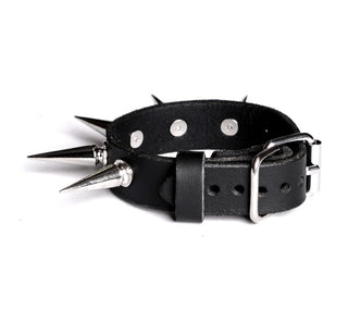 Spiked Black Leather Wrist Cuff