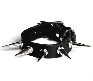 Spiked Black Leather Wrist Cuff