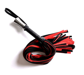 Premium Leather Flogger - Black & Red | BDSM Store